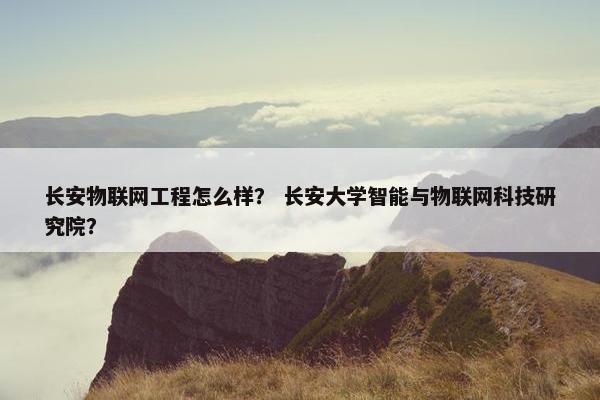 长安物联网工程怎么样？ 长安大学智能与物联网科技研究院？
