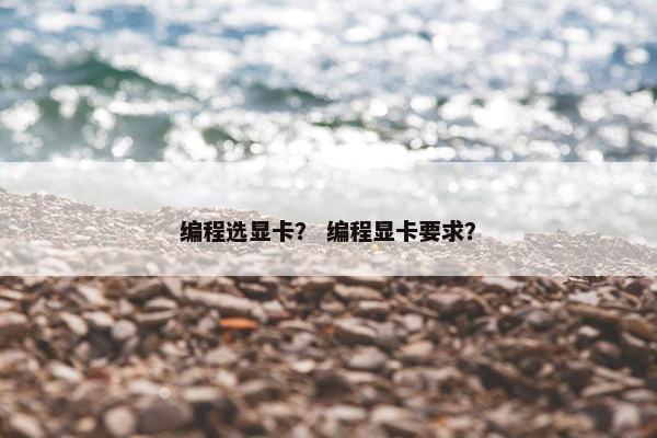 编程选显卡？ 编程显卡要求？