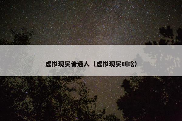 虚拟现实普通人（虚拟现实叫啥）