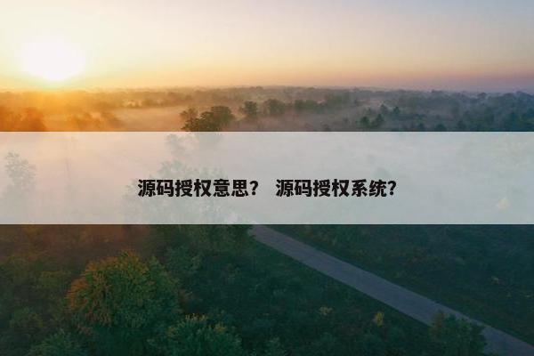 源码授权意思？ 源码授权系统？
