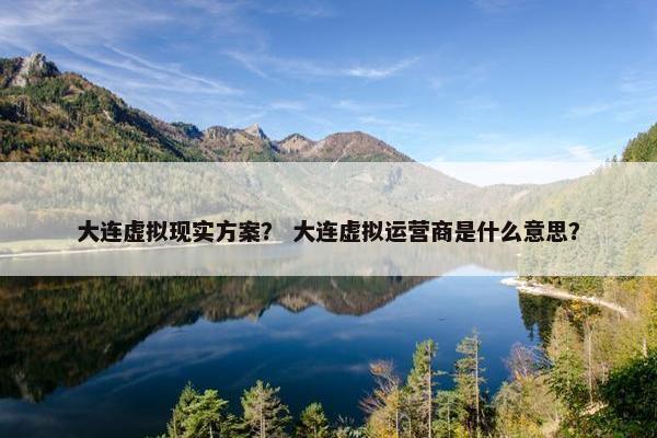 大连虚拟现实方案？ 大连虚拟运营商是什么意思？