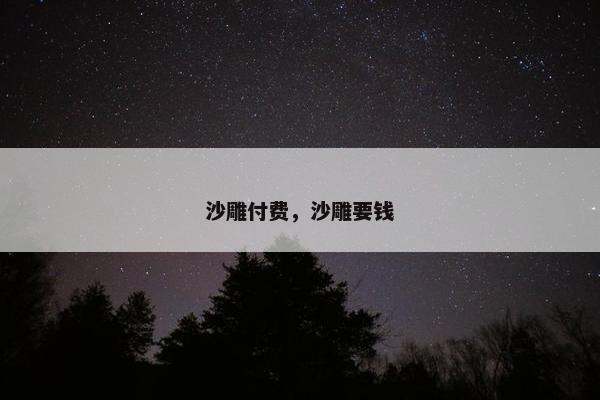沙雕付费，沙雕要钱