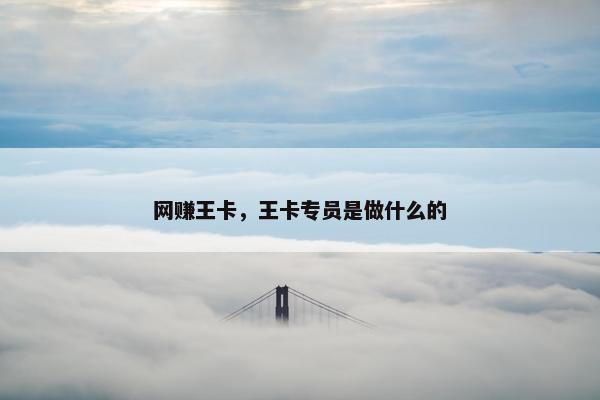 网赚王卡，王卡专员是做什么的
