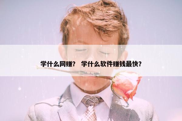 学什么网赚？ 学什么软件赚钱最快？