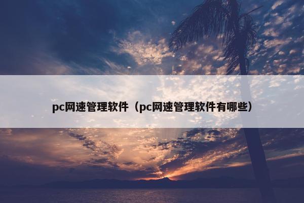 pc网速管理软件（pc网速管理软件有哪些）