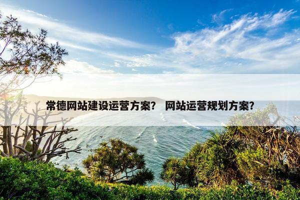 常德网站建设运营方案？ 网站运营规划方案？
