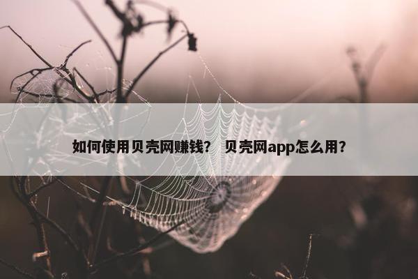如何使用贝壳网赚钱？ 贝壳网app怎么用？