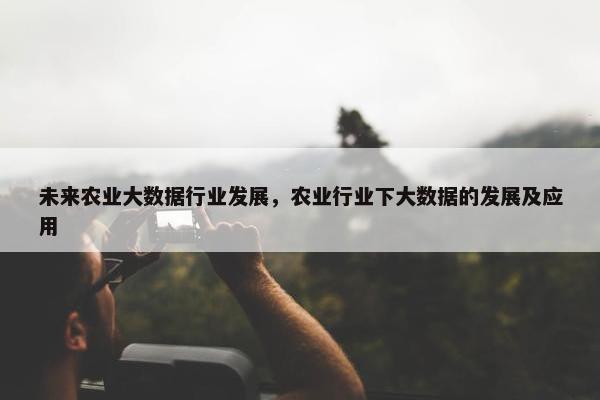 未来农业大数据行业发展，农业行业下大数据的发展及应用
