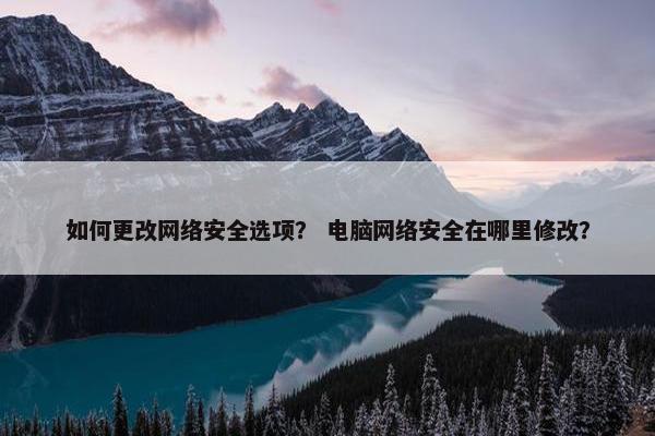 如何更改网络安全选项？ 电脑网络安全在哪里修改？