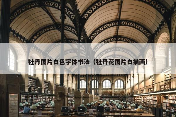 牡丹图片白色字体书法（牡丹花图片白描画）