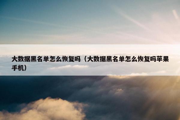 大数据黑名单怎么恢复吗（大数据黑名单怎么恢复吗苹果手机）
