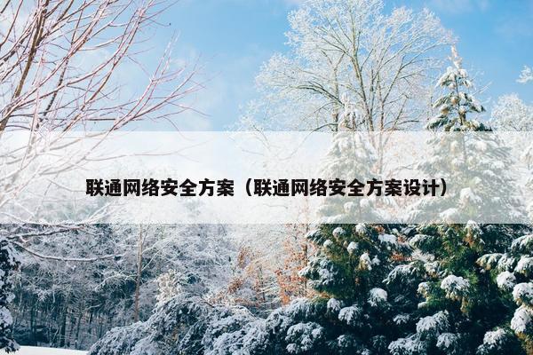 联通网络安全方案（联通网络安全方案设计）