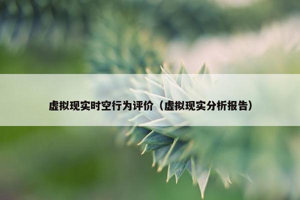 虚拟现实时空行为评价（虚拟现实分析报告）