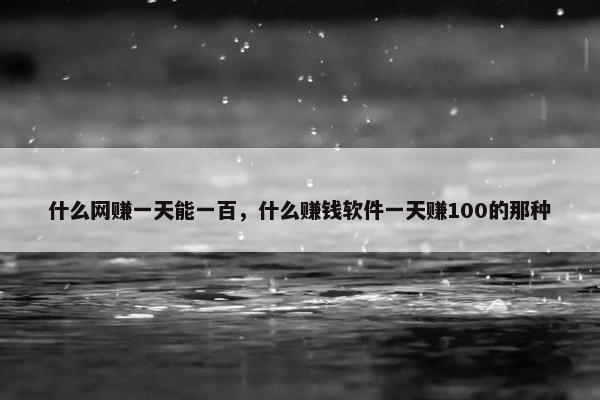 什么网赚一天能一百，什么赚钱软件一天赚100的那种