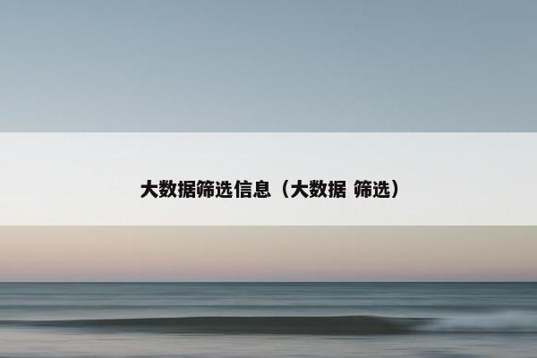 大数据筛选信息（大数据 筛选）