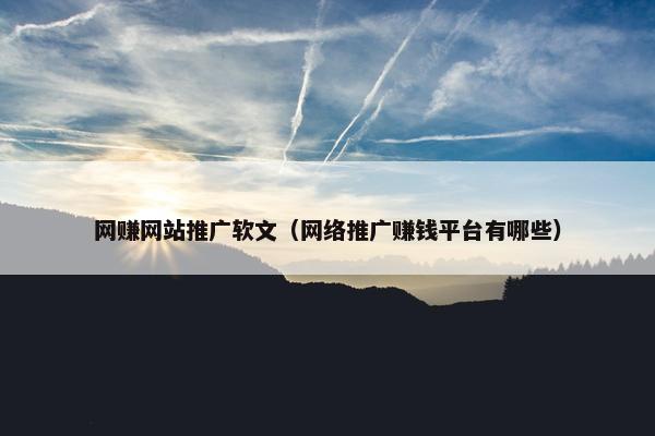 网赚网站推广软文（网络推广赚钱平台有哪些）