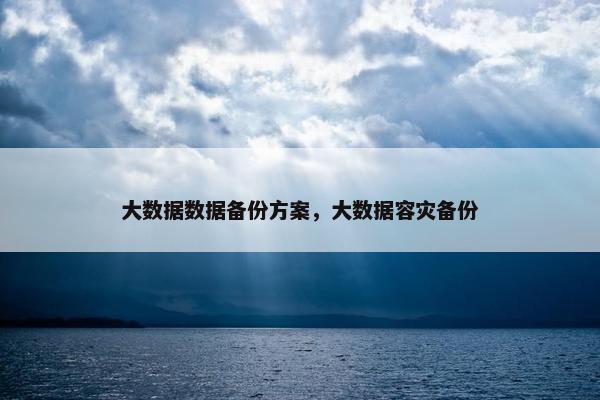 大数据数据备份方案，大数据容灾备份