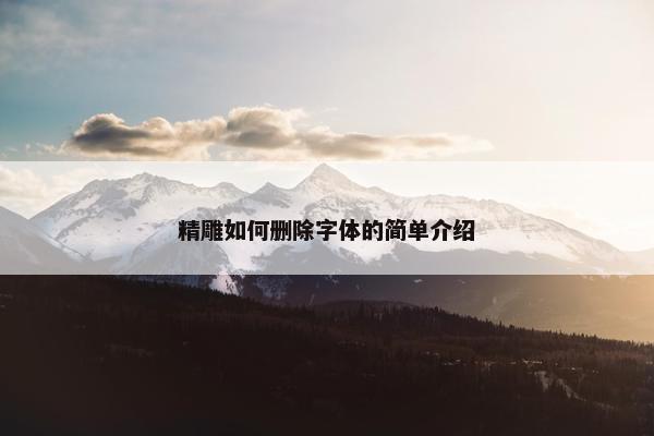 精雕如何删除字体的简单介绍