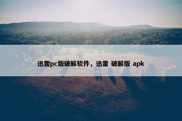 迅雷pc版破解软件，迅雷 破解版 apk