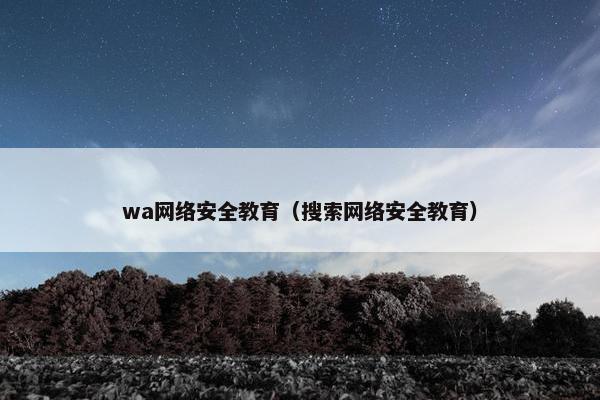 wa网络安全教育（搜索网络安全教育）