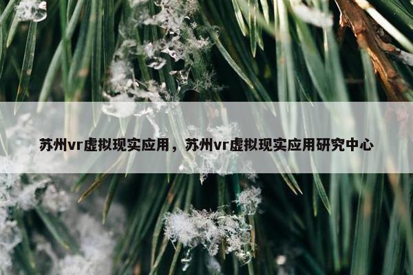 苏州vr虚拟现实应用，苏州vr虚拟现实应用研究中心