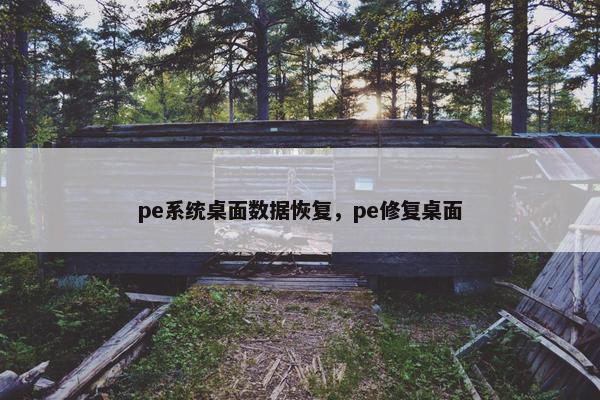 pe系统桌面数据恢复，pe修复桌面
