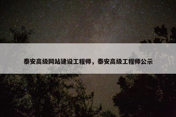 泰安高级网站建设工程师，泰安高级工程师公示