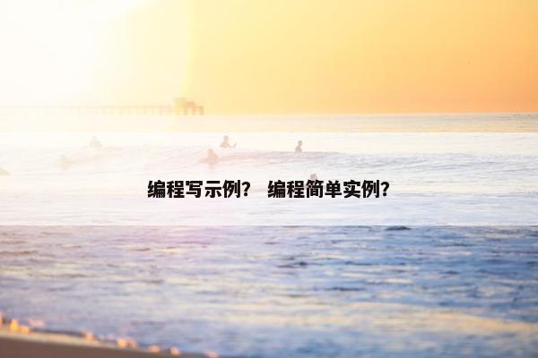 编程写示例？ 编程简单实例？