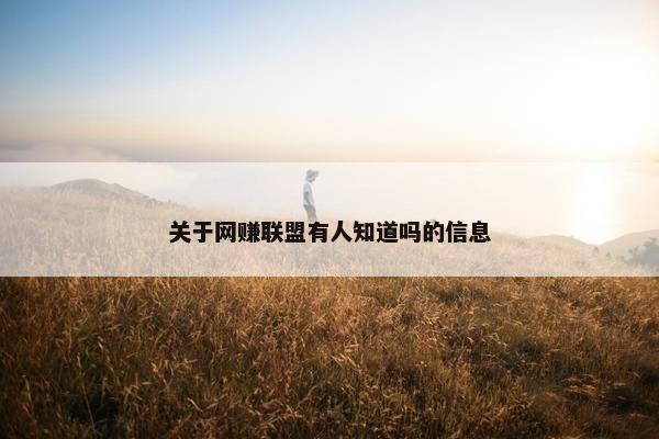 关于网赚联盟有人知道吗的信息