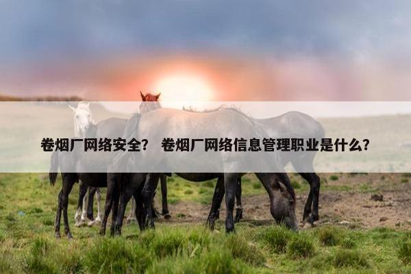 卷烟厂网络安全？ 卷烟厂网络信息管理职业是什么？