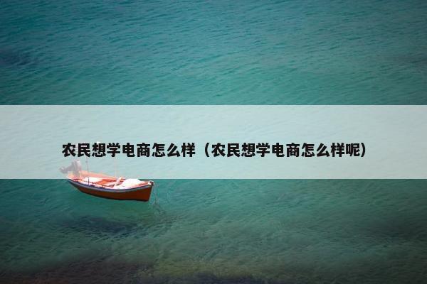 农民想学电商怎么样（农民想学电商怎么样呢）