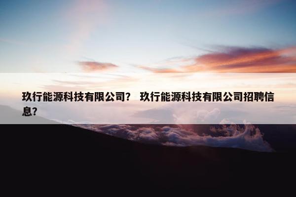 玖行能源科技有限公司？ 玖行能源科技有限公司招聘信息？