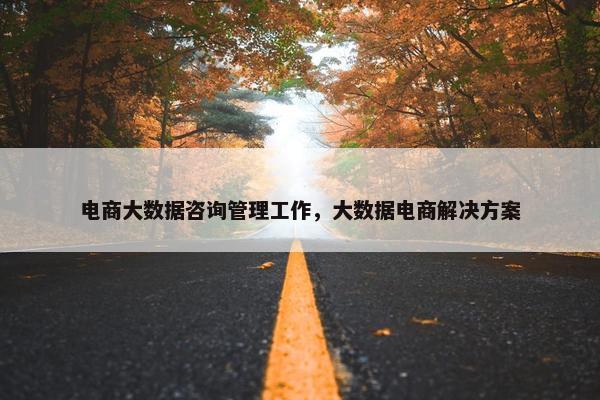 电商大数据咨询管理工作，大数据电商解决方案
