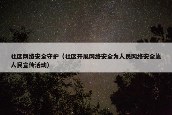 社区网络安全守护（社区开展网络安全为人民网络安全靠人民宣传活动）