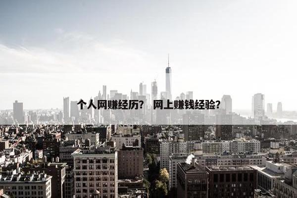 个人网赚经历？ 网上赚钱经验？