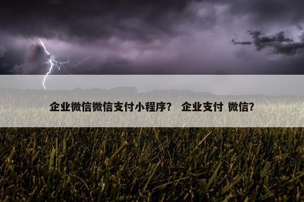 企业微信微信支付小程序？ 企业支付 微信？