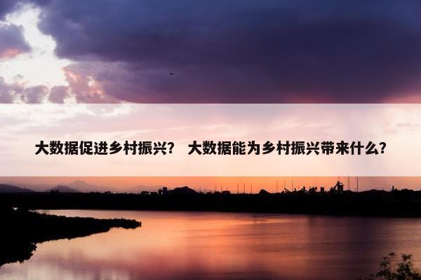 大数据促进乡村振兴？ 大数据能为乡村振兴带来什么？