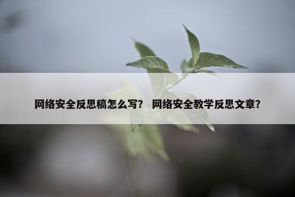 网络安全反思稿怎么写？ 网络安全教学反思文章？