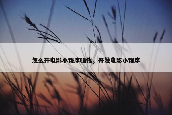 怎么开电影小程序赚钱，开发电影小程序