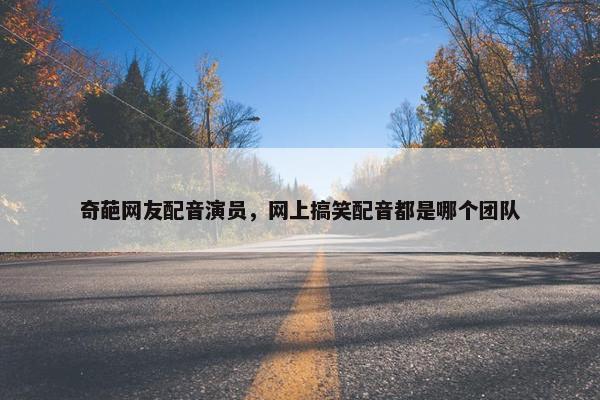 奇葩网友配音演员，网上搞笑配音都是哪个团队
