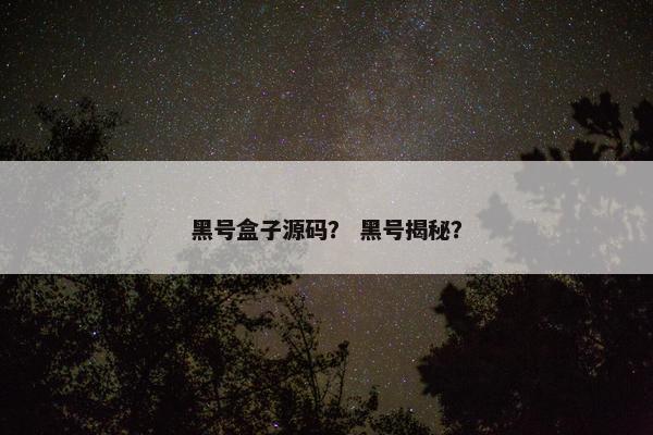 黑号盒子源码？ 黑号揭秘？