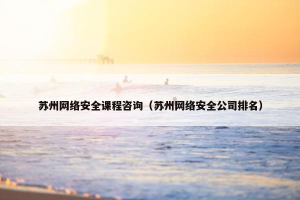 苏州网络安全课程咨询（苏州网络安全公司排名）