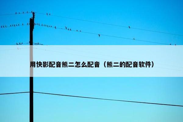 用快影配音熊二怎么配音(熊二的配音软件) 用快影配音熊二怎么配音(熊二的配音软件)