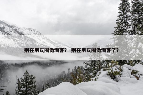 别在朋友圈做淘客？ 别在朋友圈做淘客了？
