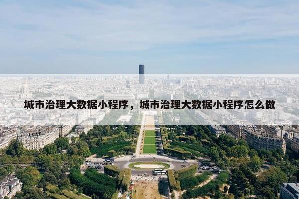 城市治理大数据小程序，城市治理大数据小程序怎么做