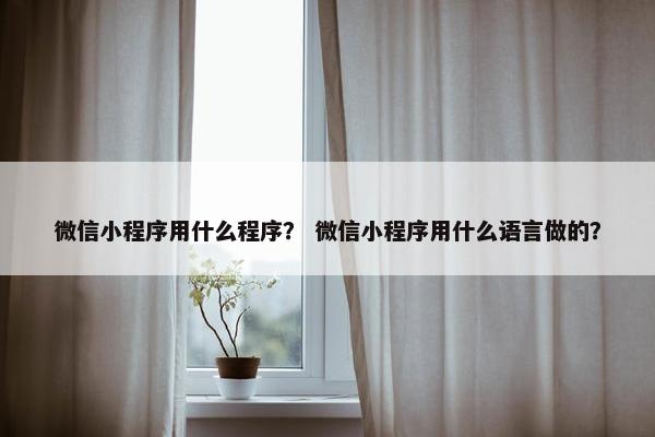 微信小程序用什么程序？ 微信小程序用什么语言做的？