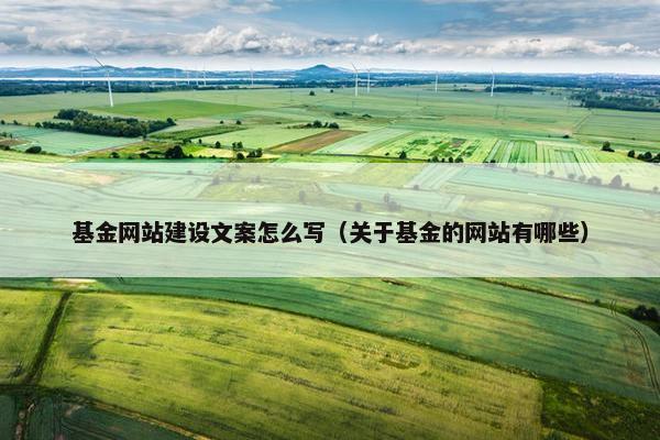 基金网站建设文案怎么写（关于基金的网站有哪些）