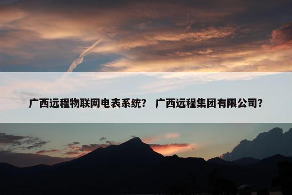 广西远程物联网电表系统？ 广西远程集团有限公司？