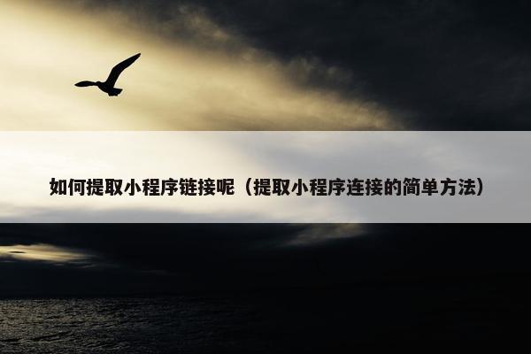 如何提取小程序链接呢（提取小程序连接的简单方法）