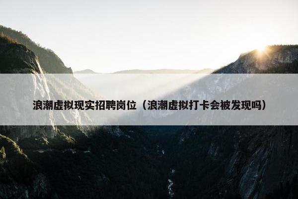浪潮虚拟现实招聘岗位（浪潮虚拟打卡会被发现吗）
